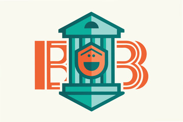 Aufkleber - Vector illustration of a modern shield logo featuring a large letter B, using bold colors and geometric shapes, suitable for branding purposes