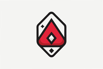 Leinwandbilder - Modern geometric vector illustration featuring a bold diamond shape in red and white tones with distinct triangular accents for creative projects