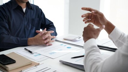 Poster - Team of Business people meeting hand shake and smile for partnership agreement contract deal for investment project