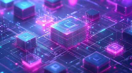Poster - Abstract technology background with circuit board and neon lights for digital innovation 100