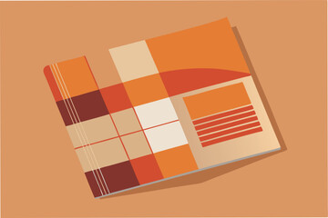 Fototapete - Colorful vector illustration of a modern booklet design with grid and layout on a vibrant orange background