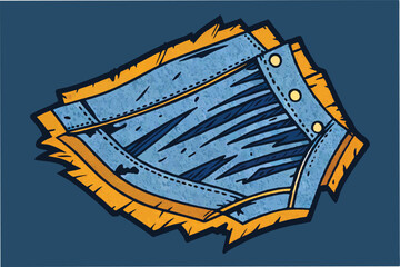 Leinwandbilder - Stylish vector illustration of a torn piece of fabric in shades of blue with a textured pattern, perfect for graphic design projects and creative endeavors