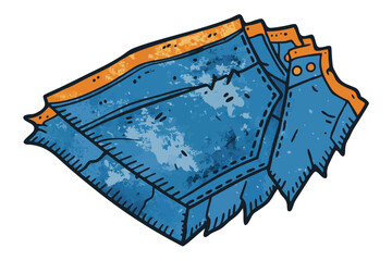 Leinwandbilder - Stylish vector illustration of a torn piece of fabric in shades of blue with a textured pattern, perfect for graphic design projects and creative endeavors