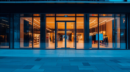 Poster - Illuminated Storefront at Night