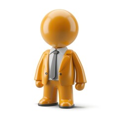Poster - 3D rendered figure of a businessperson in an orange suit.