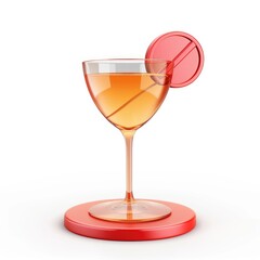 Poster - Modern cocktail glass with a red decorative disc.