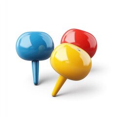 Poster - Colorful pushpins on a bright white background.