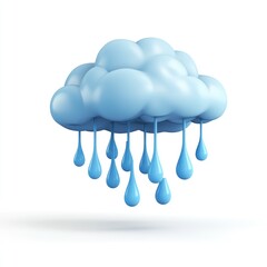 Poster - Playful depiction of a light blue puffy cloud with rain drops.