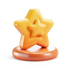 Poster - Three-dimensional, stylized star icon on a round base.