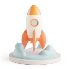 Poster - Simple, cartoonish rocket model against a plain background.