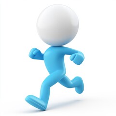 Poster - 3d rendering of a light blue figure running.