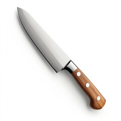 Poster - High-angle view of a kitchen knife with a wooden handle.