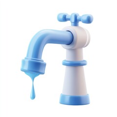 Poster - 3D rendered illustration of a dripping water faucet.