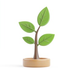 Poster - 3d rendering of a small plant in a pot.