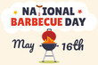 © Anamarija - Colorful graphic celebrating National Barbecue Day on May 16th, featuring a grilling image with a playful style. Vector illustration.