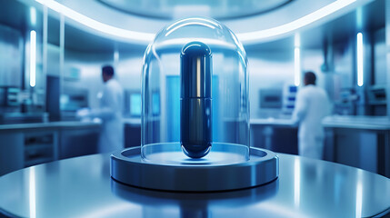 Aufkleber - Large Dark Capsule Under Glass Dome in Modern Laboratory