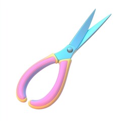 Poster - Colorful, pastel-toned craft scissors, isolated on a white background.