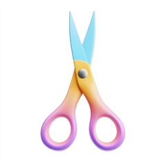 Poster - Colorful, three-toned scissors isolated on a white background.