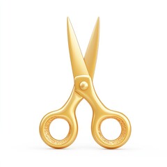 Poster - Gold colored scissors against a white background.