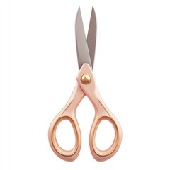 Poster - Isolated pair of pastel pink scissors with gold accents.