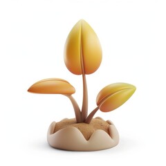 Poster - Three-leafed plant on a sand-colored base.