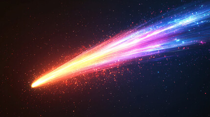 Poster - Colorful comet space background wallpaper galaxy starfield meteor shower cosmic dust tail illustration