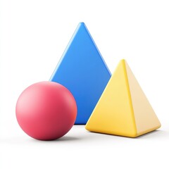 Poster - Colorful geometric shapes arranged on a plain background.