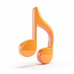 Poster - Three-dimensional, orange musical note icon against white background.