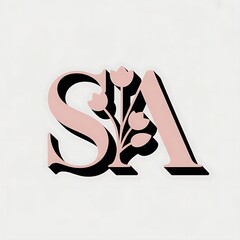Aufkleber - Minimalist SA Logo with Floral Petal Design on White Background