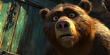 Grizzly bear with worried expression