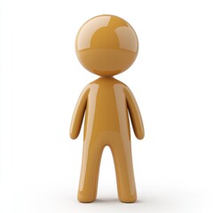 Poster - A simple, glossy, light-tan figure stands on a white background.