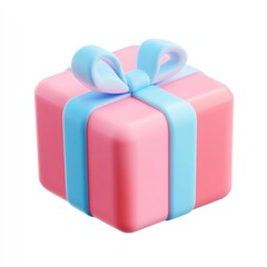 Poster - A three-dimensional gift box with a pastel ribbon.