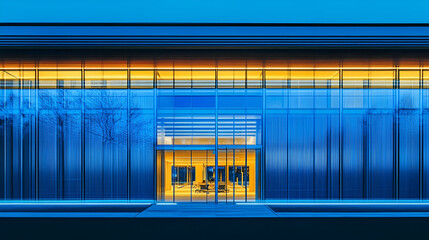 Aufkleber - Modern Glass Building Exterior at Night