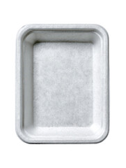 Poster - An empty white recycled pulp tray sits isolated on a clean background, ready to display food products or other items for sustainable packaging solutions today.