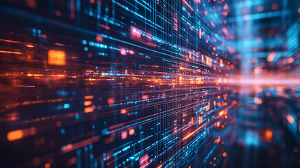 Poster - Abstract technology background with data stream network digital innovation and connection concept