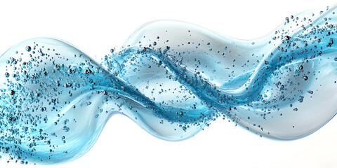 Poster - Abstract water wave with bubbles flowing on a white background for freshness and purity