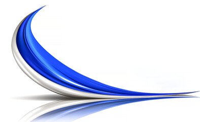 Aufkleber - abstract blue and silver swirl element with reflection on white background graphic design