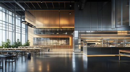 Poster - Modern Restaurant Interior Design with Industrial Elements