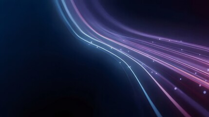 Poster - Elegant Wavy Lines with Gradient Hues on Dark Background Digital Abstract Art with Glowing Effect and Dynamic Motion