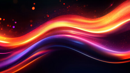 Poster - Vibrant abstract light waves glowing with a digital flare gradient background featuring flowing energy and bokeh sparkles for modern graphic design