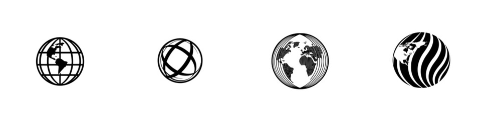 Poster - Vector illustration icons representing globes and Earth designs in various artistic styles for creative projects or digital use