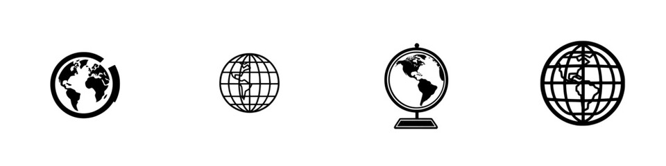 Poster - Vector illustration icons of globes and Earth representations for global themes and travel concepts