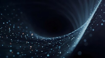 Poster - Abstract Blue Particles Swirling Against a Dark Background with Gentle Wave Motion Creating an Elegant and Modern Design for Digital Art and Technology Concepts