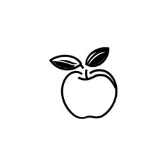 Poster - Vector illustration of a simple apple icon featuring two leaves in a minimalistic design