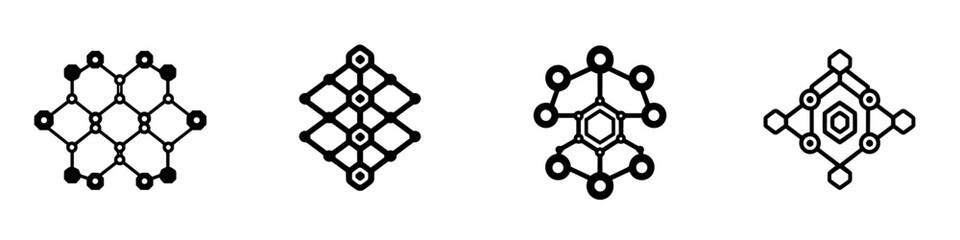 Poster - Vector illustration of abstract geometric icons representing connectivity and structure in design or technology