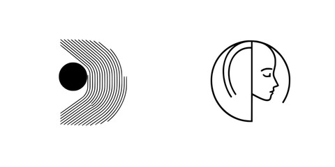 Poster - Vector illustration icon showcasing abstract designs with geometric patterns and outline of a face in a modern style