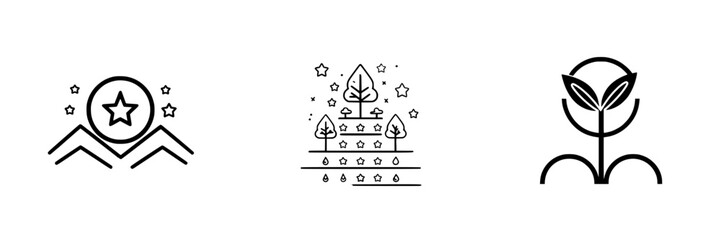 Poster - Vector illustration icon featuring landscapes, nature elements and a star symbol in a modern design style