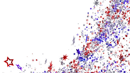 Poster - Red, white, and blue stars burst on white background. Perfect for 4th of July or other patriotic celebrations.