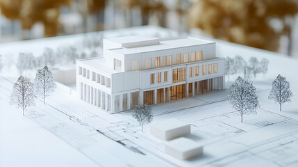 Poster - White Minimalist Building Architectural Model