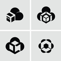 Aufkleber - Creative cloud storage solutions with box icons collection of modern logo designs for branding icons